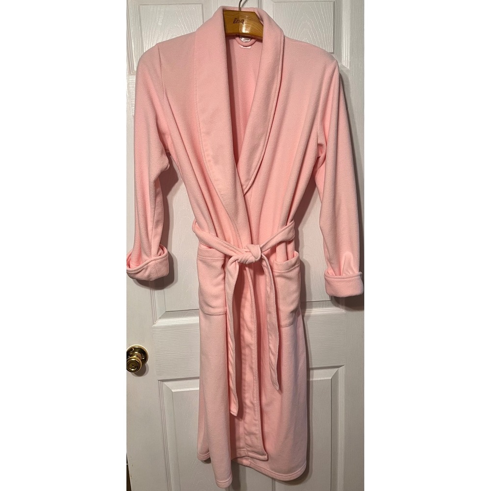 Gilligan O'Malley‎ Womens Pink Fleece Shawl Collar Robe Sz L/XL Tie Waist Plush